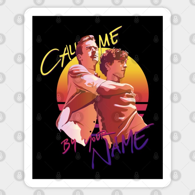 Call Me By Your Name Retro Sunset Sticker by ArtMoore98
